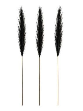 Black Pampas Grass Decor Set 3 Faux Stems